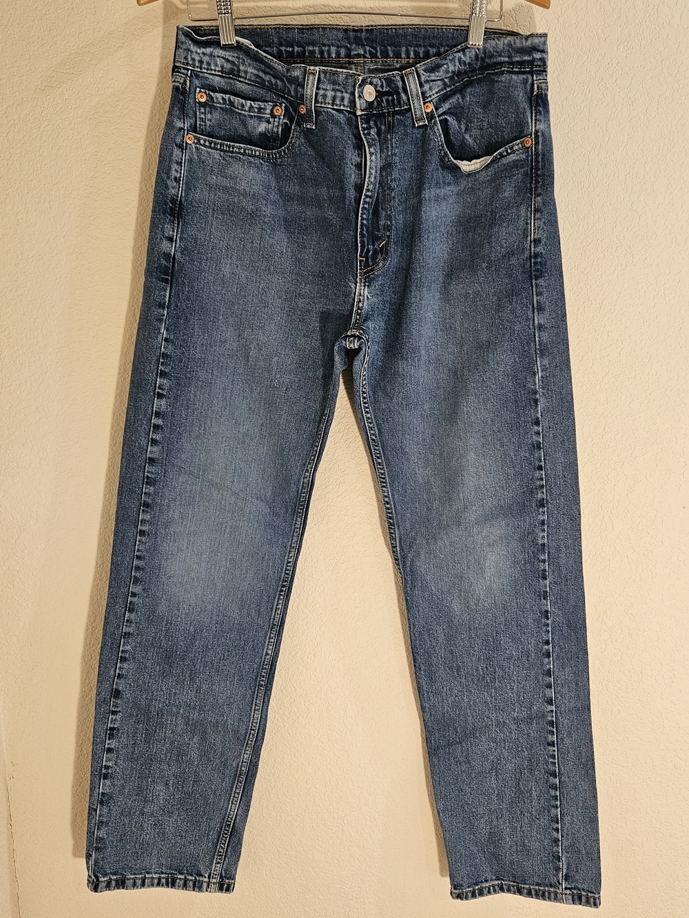 Levis 505 Jeans Mens 34x32 Blue Regular Fit Straight Medium Wash